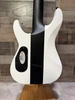 Schecter C-7 Contrasts Rob Scallon 7-String Multiscale guitar featuring a dual white/black finish, multi-scale ebony fingerboard, signature pickups, lightweight body, and signature Rob Scallon design elements.