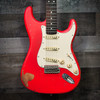 Vintage V6 ICON Electric Guitar ~ Distressed Firenza Red Used