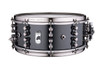 Mapex Black Panther Design Lab Maximus 14" x 6" Snare Drum â€“ Piano Black (BPDLMH4600LPB) featuring a mahogany shell, vintage tone, and glossy black finish for classic sound and style.