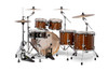 Mapex Armory Series Studioease Shell Pack in Roasted Chestnut featuring hybrid maple/birch shells, fast tom sizing, SONIClear bearing edges, and punchy modern tone suited for versatile stage and studio drummers.