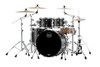 Mapex SR529XUFB Saturn Series 4-Piece Rock Shell Pack in Satin Black finish, no snare included.