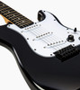 Austin AST100BK Classic Double Cutaway Electric Guitar in Black finish – solid-body Strat-style design with three single-coil pickups and chrome hardware