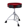 Mapex T865SER Double-Braced 3-Leg Drum Throne with Red Cloth Saddle Cushion â€“ comfortable adjustable seat with contoured saddle top, threaded spindle, and sturdy chrome base