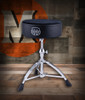 Mapex T680 Round Seat Drum Throne with Black Cloth Top and Threaded Spindle â€“ adjustable drum seat with breathable padded cushion, smooth height control, and double-braced chrome base