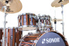 Sonor AQ2 150th Anniversary Shell Set – High Gloss Ebony Veneer (AQ2-Sonor ANN-WMCEBN) featuring hybrid maple/birch shells, chrome hardware, and limited-edition anniversary badging