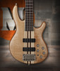 Cort Artisan Series A5 Plus FMMH 5-String Bass Guitar in Open Pore Natural finish with flamed maple top and Bartolini pickups.