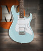 Cort G Series 200 Double Cutaway Electric Guitar in Sky Blue finish with HSS pickups and contoured body design.