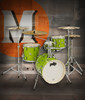 PDP PDNY1604EL New Yorker 4-Piece Drum Kit in Electric Green Sparkle finish with chrome hardware featuring maple shells, compact size, and full PDP tone - available at Musician Madness.