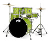 PDP Centerstage 5-Piece Drum Set w/ Hardware, Cymbals & Throne - Electric Green (PDCE2015KTEL) | Musician Madness