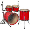 British Drum Co. ENG-22-CB-SSC Enigma Series Club Kit in Satin Scarlett finish featuring 12", 16", and 22" shells crafted with precision for rich tone and striking appearance.