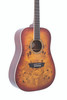 Washburn DFBDA Deep Forest Burl Dreadnought Acoustic Guitar in Amber Fade finish featuring burl top, mahogany body, and dreadnought shape for bold tone and elegant appearance.