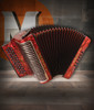 Hohner CXER Corona II XTREME EAD Accordion in pearl red finish featuring three-row diatonic button layout and durable build for authentic Tejano and Norteño performance.