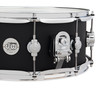 DW Design Series 14" x 6" Snare Drum - Black Stain (DDLM0614SSBL) featuring an all-maple shell, satin black finish, and smooth, balanced tone for studio and live applications.