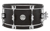 PDP Concept Classic 6.5x14 Snare Drum in Ebony Stain finish with matching wood hoops and maple shell, ideal for classic and modern drummers.