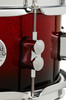 PDP Concept Maple 5.5x14 Snare Drum in Red to Black Fade Lacquer finish with maple shell and chrome hardware, blending modern style with warm tone.