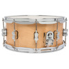 PDP Concept Maple 6.5x14 Snare Drum in Natural Lacquer finish with maple shell and chrome hardware, offering warm tone and timeless appeal.