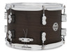 PDP Concept Maple 8x12 Dry Snare Drum in Satin Walnut Stain finish with chrome hardware, featuring a maple shell for controlled resonance and rich tone.