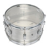 PDP Concept Series 8x14 Snare Drum in Natural Satin Brushed Aluminum with 1.2mm shell and chrome hardware, producing clear tone and sleek industrial look.