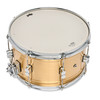 PDP Concept Series 8x14 Snare Drum in Natural Satin Brushed Brass with 1.2mm shell and chrome hardware, offering warm tone, crisp response, and classic brass appeal.