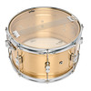 PDP Concept Series 8x14 Snare Drum in Natural Satin Brushed Brass with 1.2mm shell and chrome hardware, offering warm tone, crisp response, and classic brass appeal.