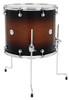 DW Design Series 16x18 Maple Floor Tom in Tobacco Burst Gloss Lacquer with maple shell and chrome hardware â€“ deep, resonant DW tone â€“ Musician Madness