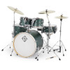 Dixon Spark Birch 5-Piece Shell Pack in See Through Green finish (PODSPB522STG) with bright birch shells – punchy tone and bold modern look – Musician Madness