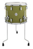 PDP Concept Maple 12x14 Floor Tom in Satin Olive Finish Ply with chrome hardware and maple shell - full maple tone and sleek modern design - Musician Madness