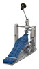 DW MFG Series Machined Direct Drive Single Pedal Cobalt Edition with included carry bag, featuring precision-machined cobalt blue components, direct drive linkage, and adjustable beater assembly.