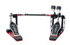 DW 5000 Series Turbo Double Bass Drum Pedal (DWCP5002TD4) with red base plates and included carrying bag