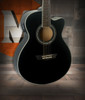 Washburn EA12 Festival Series Mini Jumbo Cutaway Acoustic-Electric Guitar – Black (EA12B-A-U)