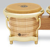 Latin Percussion LP 7-1/4" and 8-5/8" Generation II Bongos – Natural Finish with Gold Hardware (LP201AX-2AW) – handcrafted LP bongos with oak shells and premium tone, available at Musician Madness.