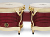 Latin Percussion LP Matador Traditional 7-1/4"–8-5/8" Oak Bongos – Red Finish with Gold Hardware (M201-RW) – premium LP Matador bongos, available at Musician Madness.