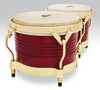 Latin Percussion LP Matador Traditional 7-1/4"–8-5/8" Oak Bongos – Red Finish with Gold Hardware (M201-RW) – premium LP Matador bongos, available at Musician Madness.