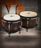 Latin Percussion LP Matador Traditional 7-1/4"-8-5/8" Oak Bongos - Whiskey Barrel Finish with Black Hardware (M201-WB) - stylish LP Matador bongos with warm tone, available at Musician Madness.