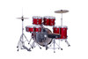 Mapex CM5844FTCIR Comet 5-Piece Drum Set with 18â€ bass drum in Infra Red, complete with hardware and cymbals.
