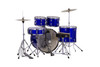 Mapex CM5294FTCIB Comet 5-Piece Drum Set with 22” bass drum in Indigo Blue, complete with hardware and cymbals.