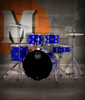 Mapex CM5044FTCIB Comet 5-Piece Drum Set with 20â€ bass drum in Indigo Blue, complete with hardware and cymbals.