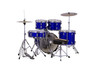 Mapex CM5844FTCIB Comet 5-Piece Drum Set with 18â€ bass drum in Indigo Blue, complete with hardware and cymbals.