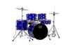 Mapex CM5844FTCIB Comet 5-Piece Drum Set with 18â€ bass drum in Indigo Blue, complete with hardware and cymbals.