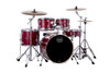 Mapex VE5045FTCVM Venus 5-Piece Fusion Drum Set in Crimson Red Sparkle with hardware and cymbal pack.