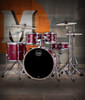 Mapex VE5295FTCVM Venus 5-Piece Rock Drum Set in Crimson Red Sparkle with hardware and cymbal pack.