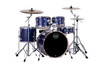Mapex VE5045FTCVI Venus 5-Piece Fusion Drum Set in Blue Sky Sparkle with hardware and cymbals.
