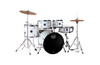 Mapex CM5844FTCFH Comet 5-Piece Drum Set with 18â€ bass drum in White Thin Grain finish, complete with hardware and cymbals.
