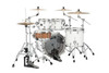 Mapex SR529XURM Saturn Rock 4-Piece Shell Pack in Satin White finish, no snare included.
