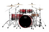Mapex SR628XURQ Saturn Studioease 5-Piece Shell Pack in Scarlet Fade finish, no snare included.