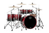 Mapex SR628XURQ Saturn Studioease 5-Piece Shell Pack in Scarlet Fade finish, no snare included.