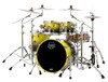 Mapex SR504XUJ Saturn Fusion 4-Piece Shell Pack in Sulphur Fade finish, no snare included.