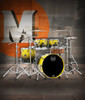 Mapex SR504XUJ Saturn Fusion 4-Piece Shell Pack in Sulphur Fade finish, no snare included.