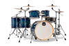 Mapex Armory Studioease Shell Pack in Blue Wave Burst featuring hybrid maple/birch shells, Studioease configuration, SONIClear bearing edges, and a punchy modern tone ideal for stage and studio players.