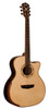 Washburn G25SCE Comfort Deluxe 25 Series Acoustic-Electric Guitar in Natural featuring a grand auditorium cutaway body, solid top, ergonomic comfort contouring, and onboard electronics for professional tone and playability.